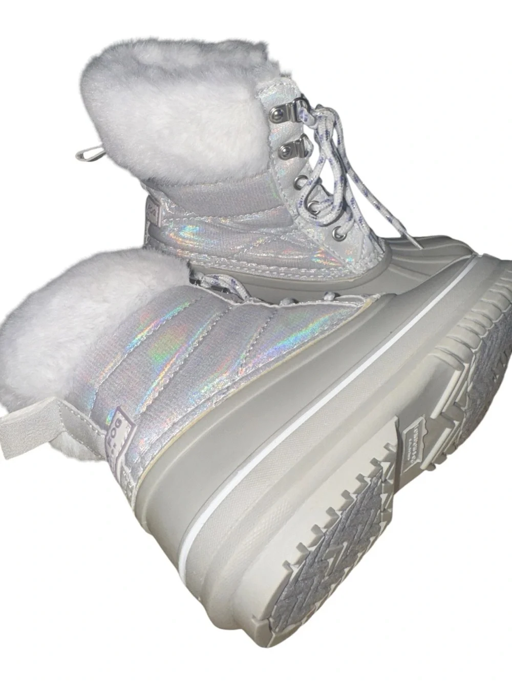Kids London Fog White Faux-Fur Lined Winter Duck Boots